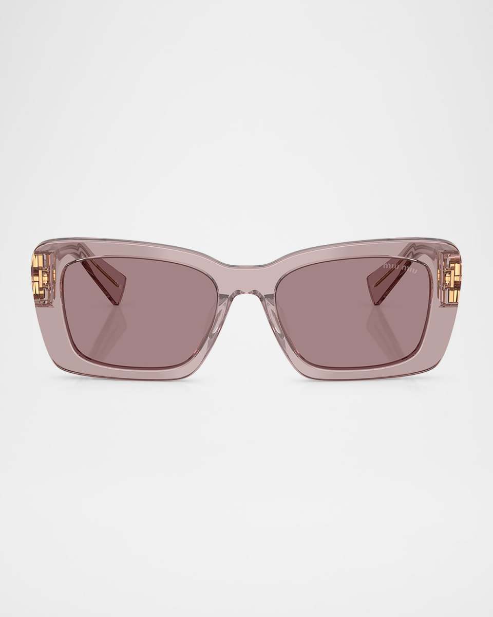 MU 07YS Logo Acetate Rectangle Sunglasses
